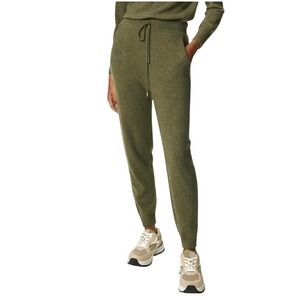 AUTOGRAPH M&S Pure Cashmere Tapered Ankle-Grazer Olive Sage Green Joggers S